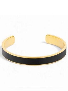 Gold Black Cuff Bracelet Minimalist Bangle Chic Statement Stackable